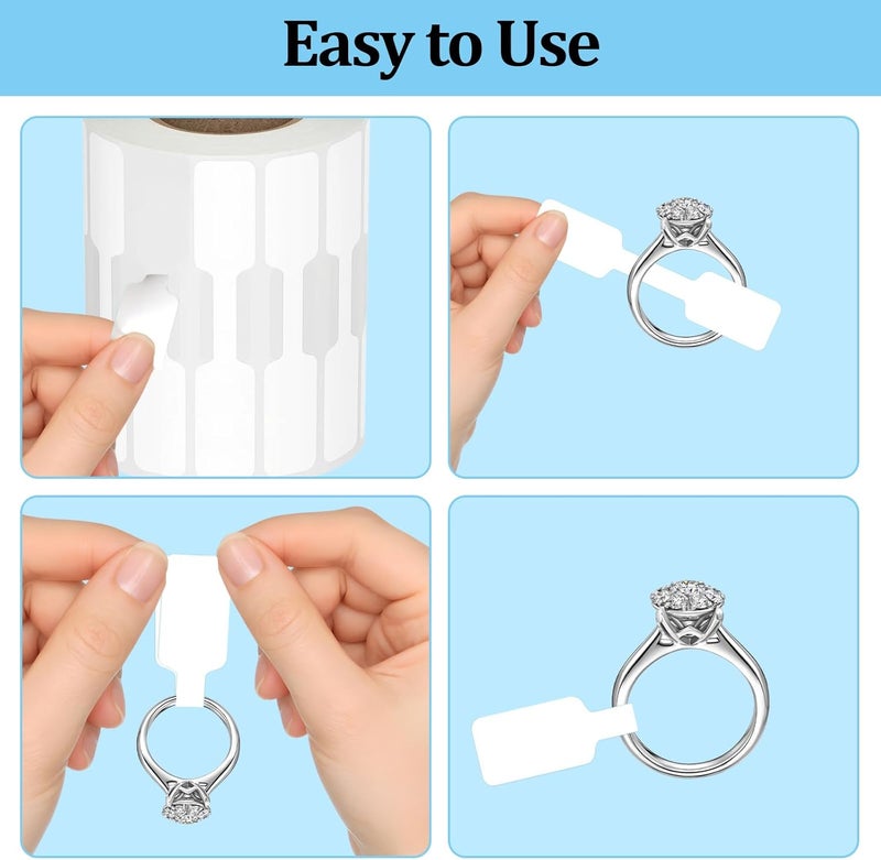 Bolsdoic 1500 PCS Jewelry Price Tags Stickers, Rectangular Self Adhesive Indentification Tags, Blank Waterproof Price Labels, Removable Residue-Free Labels for Display, Craft Shows of Necklace, Earring, Ring - Image 4